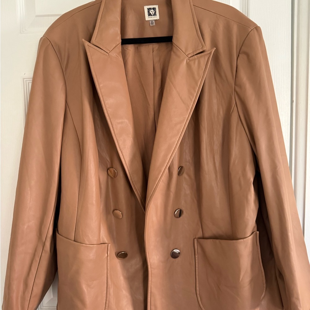 Anne Klein Camel Faux Leather Blazer or Jacket - Like New - 3X